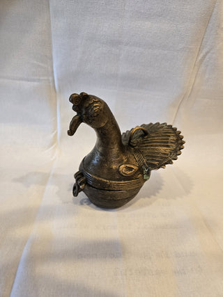Dhokra Peacock, brass trinket box RSV