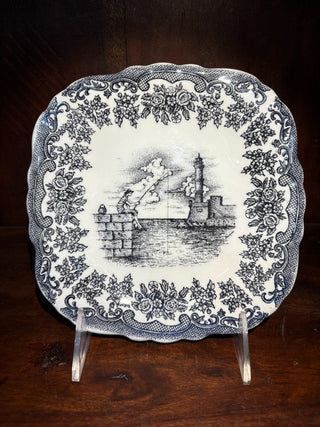 Greece ceramic fisherman & lighthouse plate NM MTS