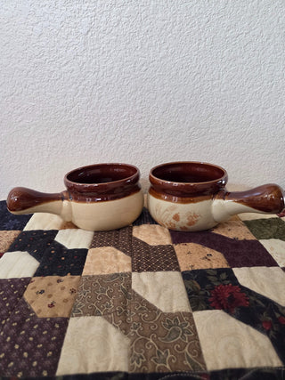 Japan Stoneware Golden Wheat Handled Soup Pots, set of 2, RCD|113437