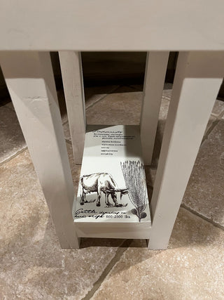 Small Solid Wood Custom Designed Cow W/Bottom Shelf Side Table RSV|143084