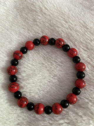 Natural stone bracelet red/black RSV|64076