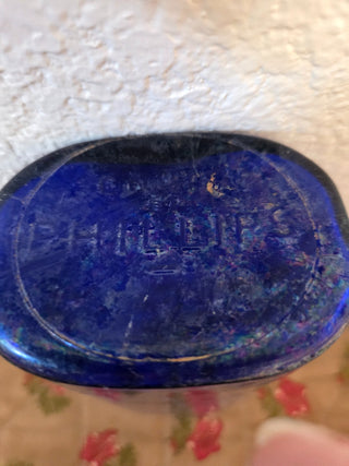 Genuine Phillips Colbalt Blue Glass Bottle, 7" Tall, RCD|113054