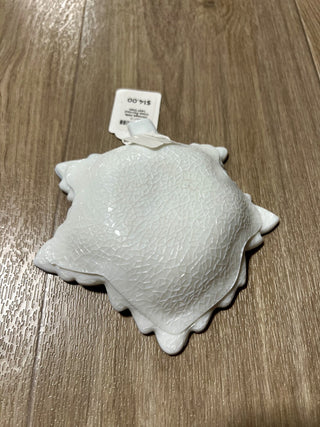 Vintage Milk Glass Painted Leaf Dish MTS