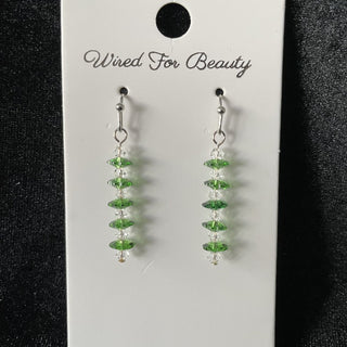 earrings, margarita beads green RSV