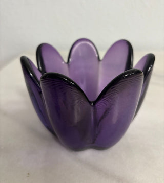 Purple glass tulip dish NM MTS
