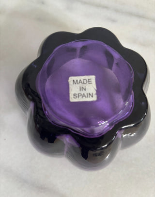 Purple glass tulip dish NM MTS