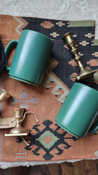 Vintage Deep Emerald Green Coffee Mug - Set of 2 (BRI) - MTS|112276
