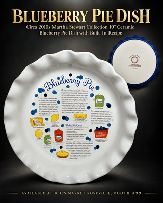 10" Ceramic Blueberry Pie Dish with Built-In Recipe