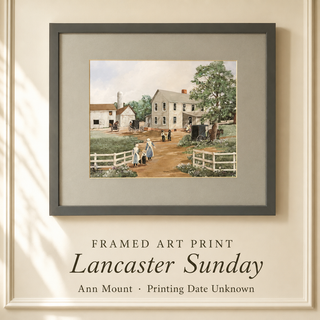 Vintage Art Print "Lancaster Sunday" by Ann Mount | Amish Farmstead Scene | Custom-Framed