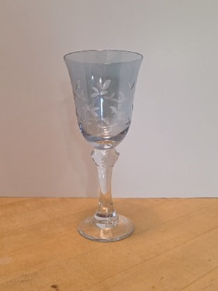 RF Gorgeous Light Blue Etched Wine Goblet