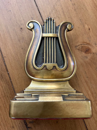 Vtg. Brass bookend Lyre MTS