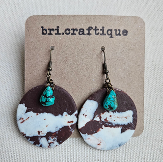 bri.craftique - Turquoise & Cow Print Statement Earrings (BRI) - MTS|114257