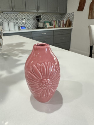 Pink Mini Vase w/Flower Motif MTS