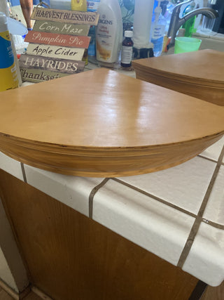 Vintage wood corner floating shelf|108947