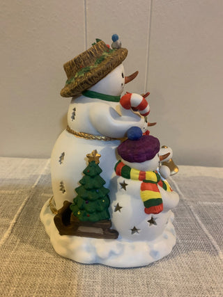 9" Snowman family candle holoder|126995