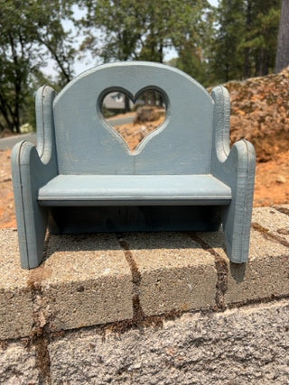 JP Doll wooden bench heart-shaped cutout