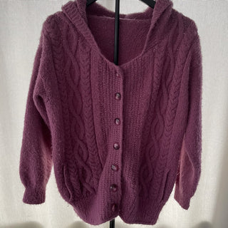Vtg handmade hooded sweater, mauve RSV