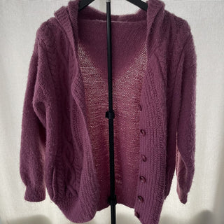 Vtg handmade hooded sweater, mauve RSV