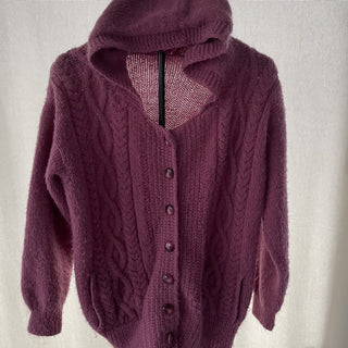 Vtg handmade hooded sweater, mauve RSV
