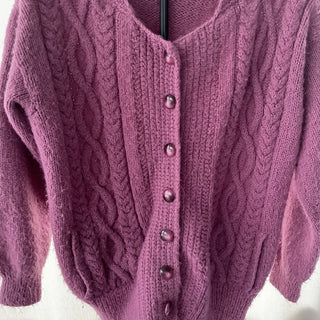 Vtg handmade hooded sweater, mauve RSV