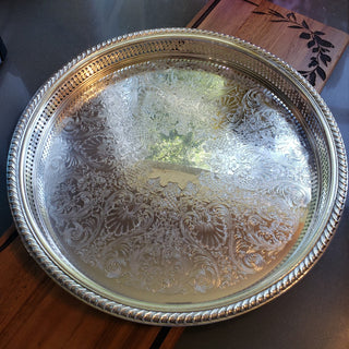 Vtg WM Rogers "Spring Flower" 15" Reticulated Serving Tray|100719