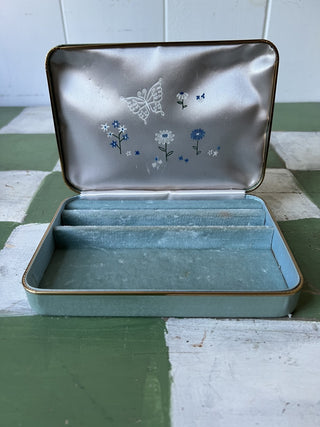 VTG Blue Floral Travel Jewelry Case F&M|94161