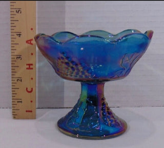 Vintage Indiana Glass Harvest Grape Blue Carnival Candle Holder|96235