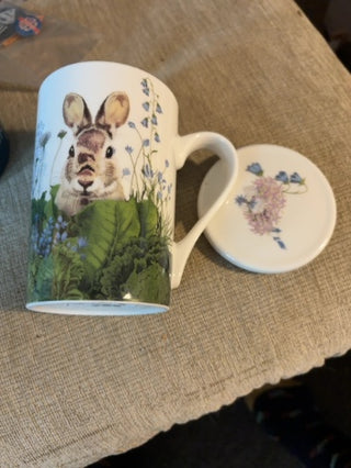 Bunny MUG Bone China/Porcelain w/lid Fab Funky