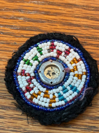 Vtg. Afghan beaded Dress Flower 1.5" round RCD|112965