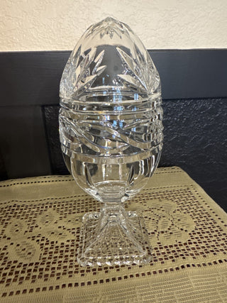 Vintage Egg Shaped Crystal Candy dish with lid|68495