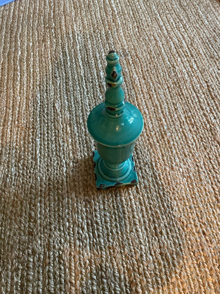 Teal decor finial crackle, finish, distressed