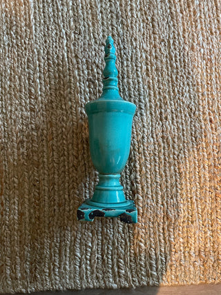 Teal decor finial crackle, finish, distressed