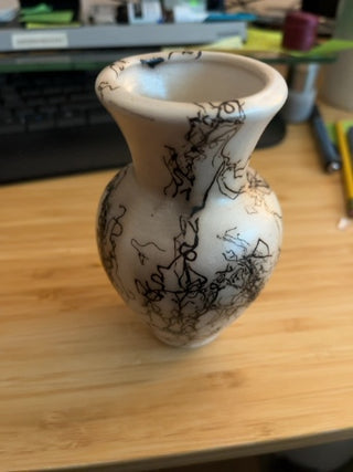 5 inch Horse Hair Bud Vase Signed