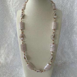beaded necklace, pink & rose gold RSV