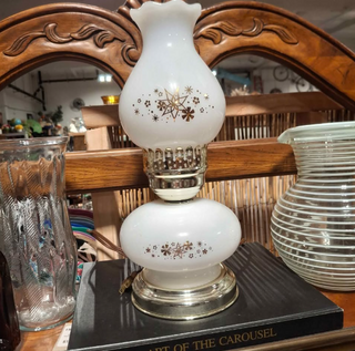 Mid-Century MCM Atomic Milk Glass Table Lamp MTS *