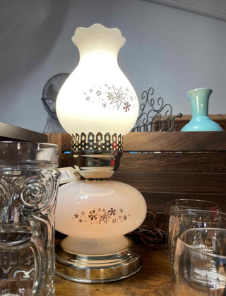 Mid-Century MCM Atomic Milk Glass Table Lamp MTS *