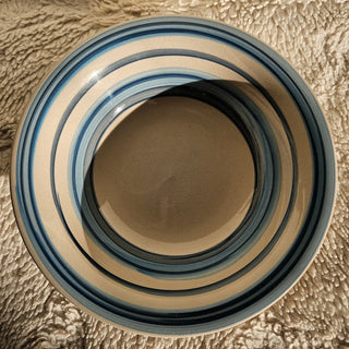 75% OFF - Vintage Gibson Everyday - Blue Striped Ceramic Bowls (BRI) - MTS