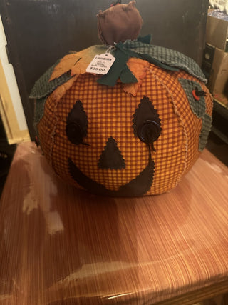 Folk Art Vintage Primitive Stuffed Fabrick Jack O'Lantern Pumpkin Decoration #47 VV MTS|117606