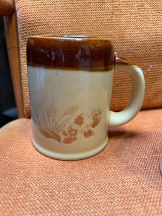 SET OF 2 vintage 1970s two-tone stoneware coffee mugs made in japan