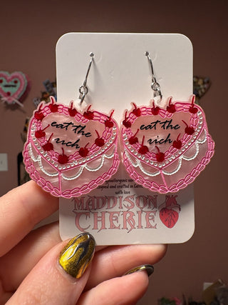 Marbled Pink Eat the Rich Cake Earrings MTS|74265