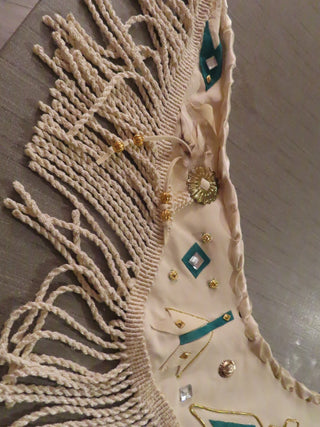 White leather fringed collar by Deborah Sheidler RCD|143715