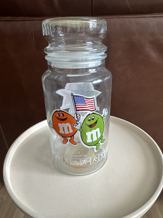 Vintage M&M's 1983 L.A. Olympic Commemorative Glass Candy Jar/Canister With Lid|68483