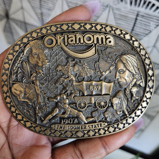 Oklahoma "The Sooner State" - Brass Belt Buckle (BRI) - MTS|84240