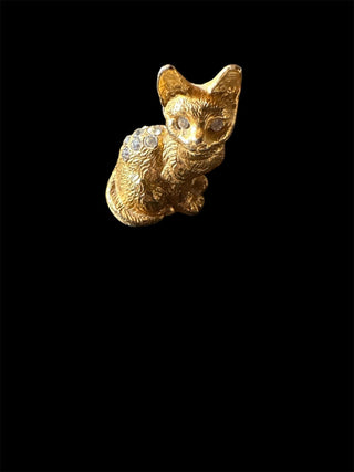 Cat sitting up 24K Gold Plated Figurine Adorned using Swarovski Crystal elements small #62 VV MTS