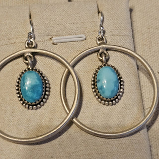 .925 sky blue turquoise hoop earrings|89663