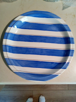 Blue Pinstripe Plates 10.5 inches set of 4