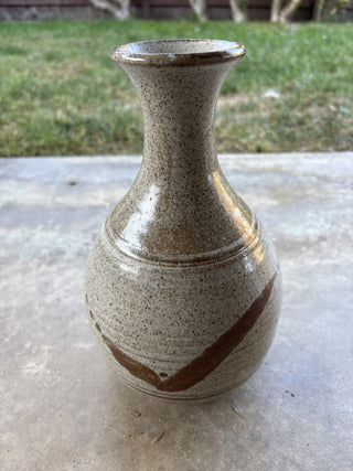 vintage tan speckled vase MTS
