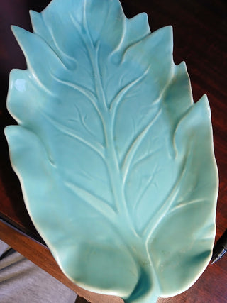 Aqua Leaf Pottery Tray