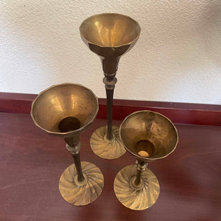 Vtg Brass Candlestick Holders 3 pcs