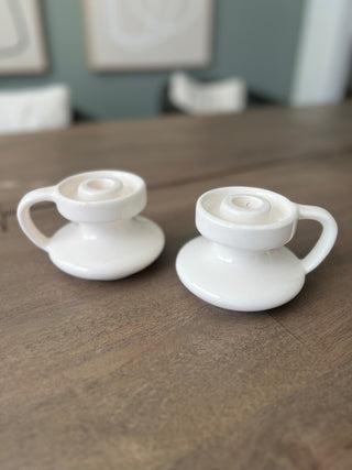 Set of vintage white candlestick holders|55513
